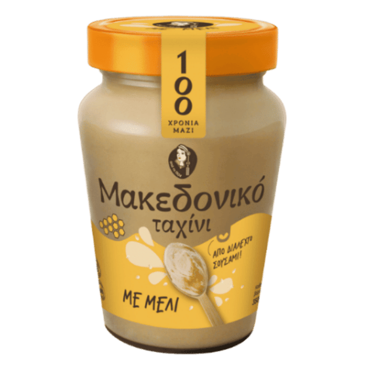 Makedoniko Tahini mit Honig (350g) von Haitoglou bei Araxxon  - Hochwertiges griechisches Produkt.   Makedoniko Tahini mit Honig (350g) από Haitoglou στο Araxxon  - Αυθεντικό ελληνικό προϊόν.